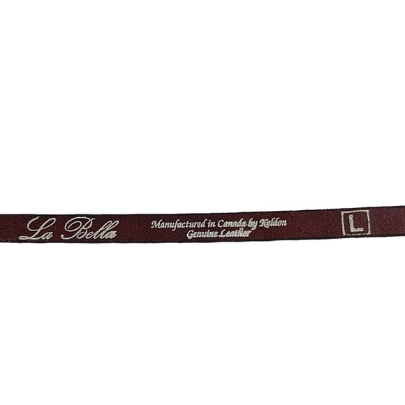LA Bella Brown Genuine Leather Skinny Belt Size L - Picture 6 of 6